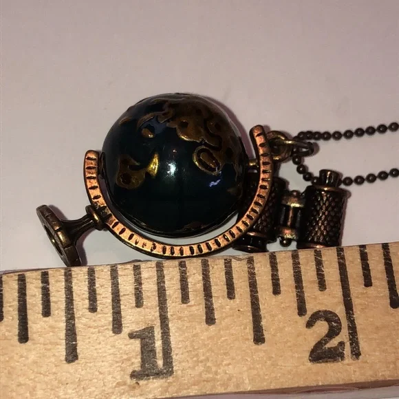 Globe Necklace World Globe and Binoculars Necklace Globe Graduation Gift - Picture 7 of 16